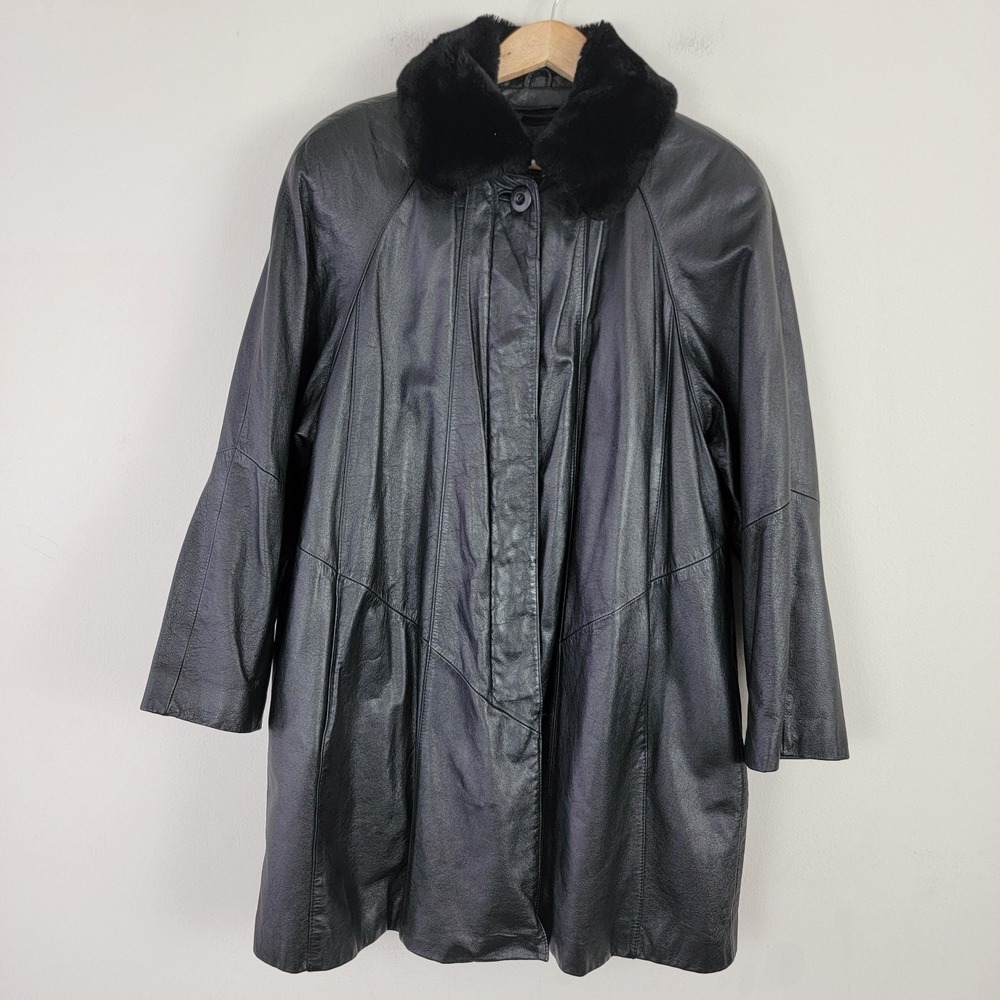 Wilsons Leather Jacket Coat Faux Fur‎ Collar Thinsulate Removable Lining Size L